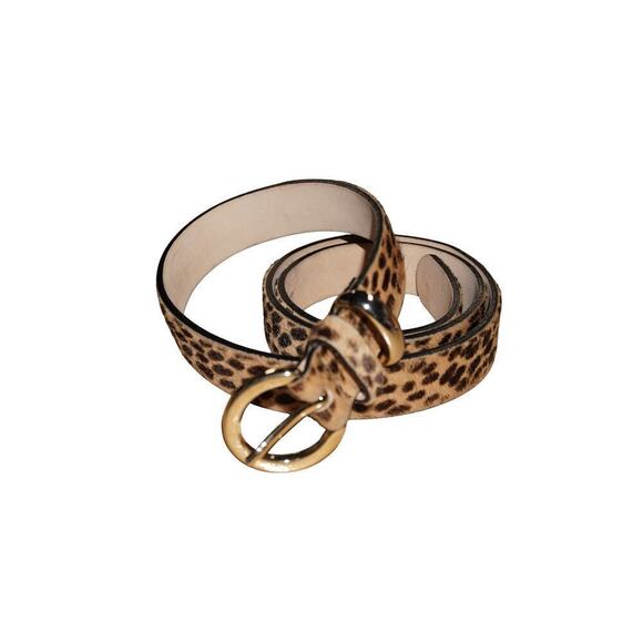 Streets Ahead Leopard Print Haircalf Leather Belt Gold Buckle Women’s Size M main image 6